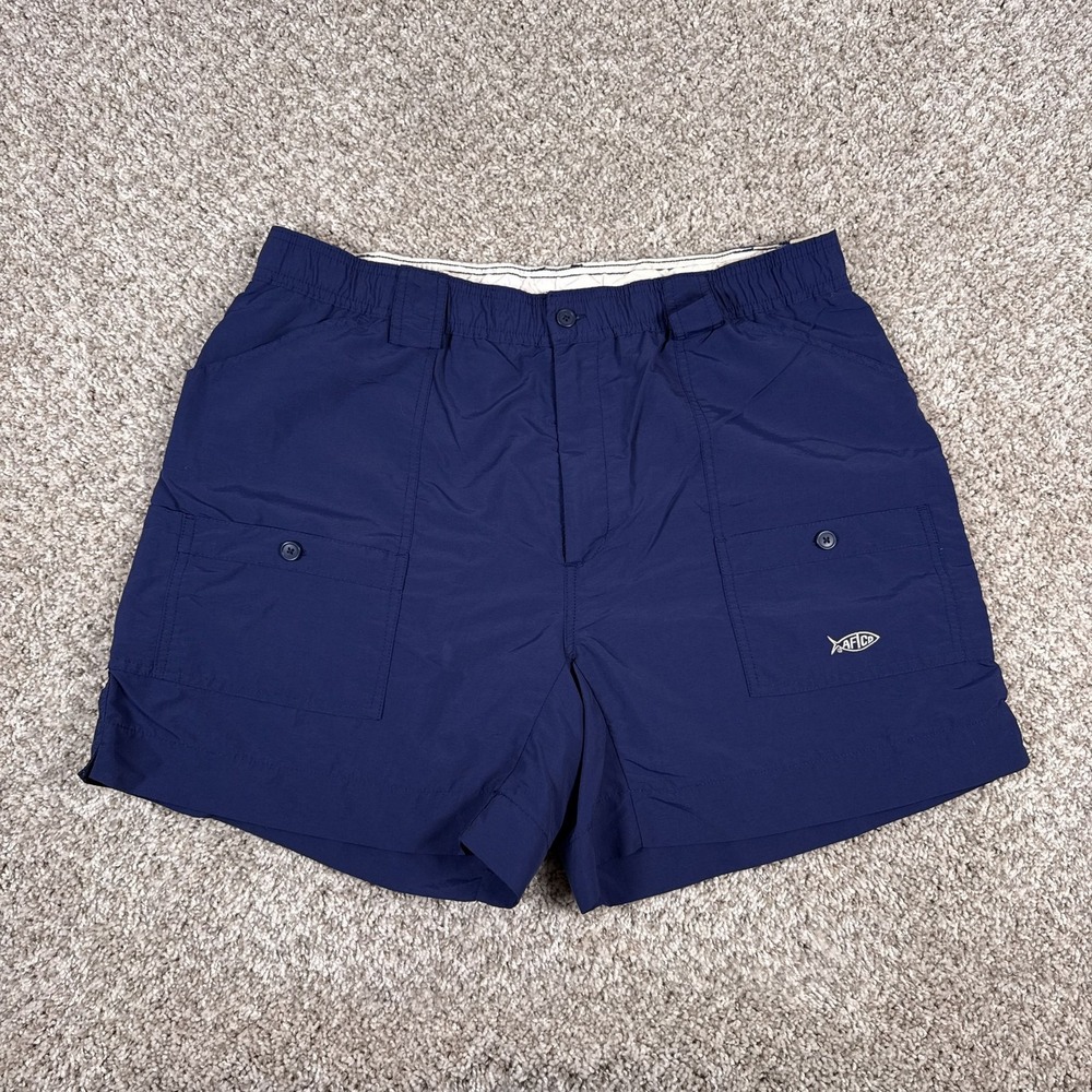 AFTCO Bluewater Swim Shorts Mens‎ 40 Navy Cargo Pockets Nylon Quick Dry